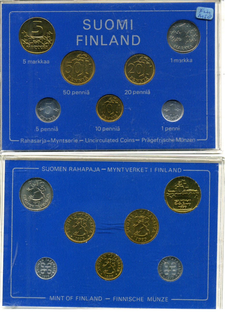 Финляндия госнабор из 7 монет 1979 в оригинальной пластиковой коробке KM MS8 UNC 3-4-1-46