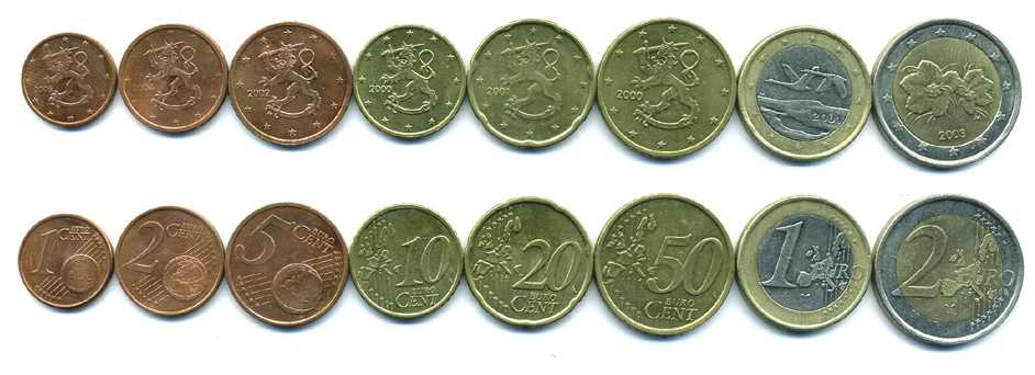 Финляндия евронабор из 8 монет 2000-2006 (1, 2, 5, 10, 20, 50 евроцентов, 1, 2 евро) KM 98, 99, 100, 101, 102, 103, 104, 105 N5-60
