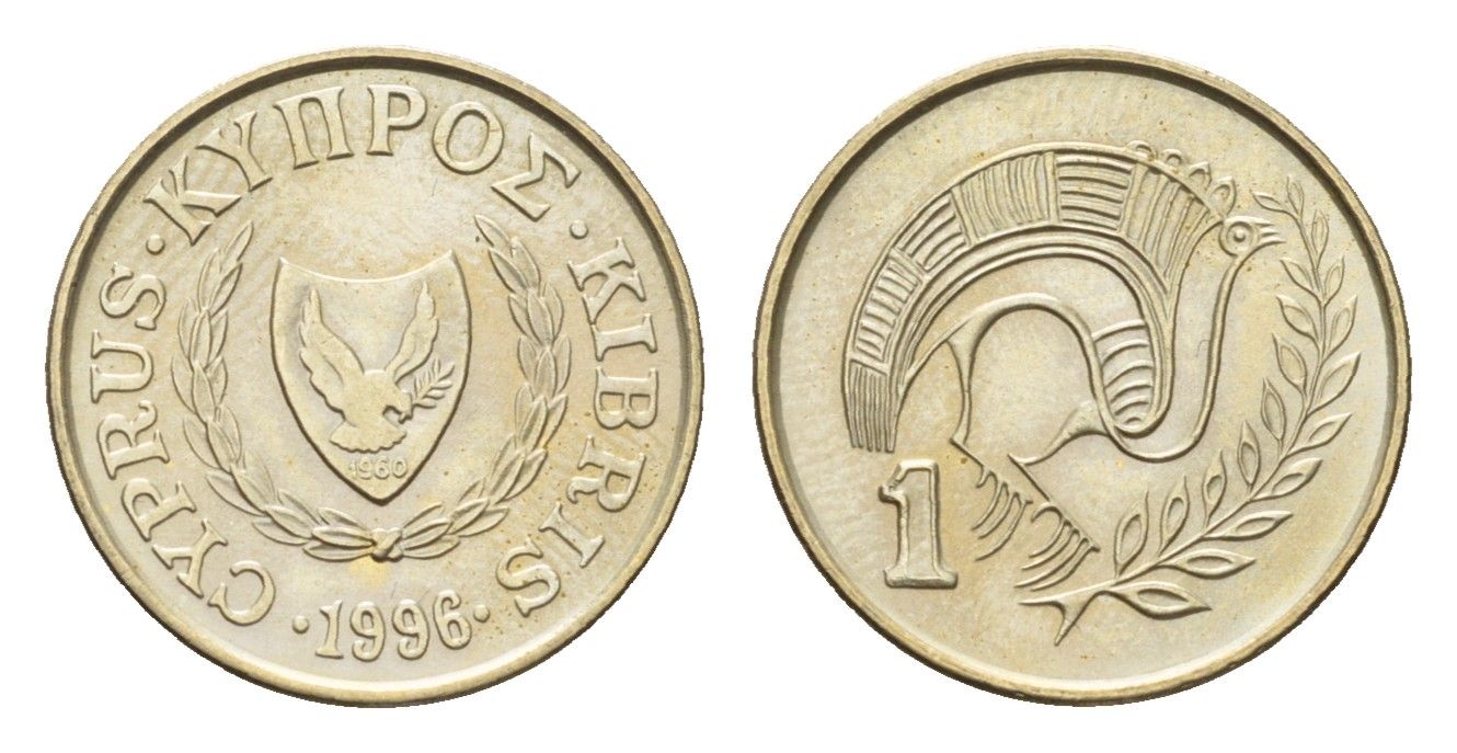 Кипр 1 цент 1996 KM 53.3 никель латунь UNC 4618-365