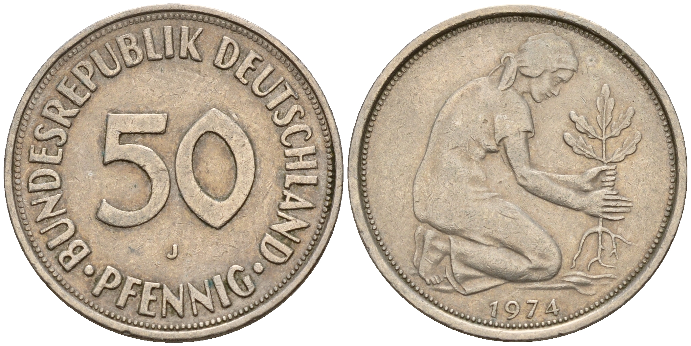 ФРГ 50 пфеннигов 1974 J J.384 KM 109.2 медно-никель    4602-725