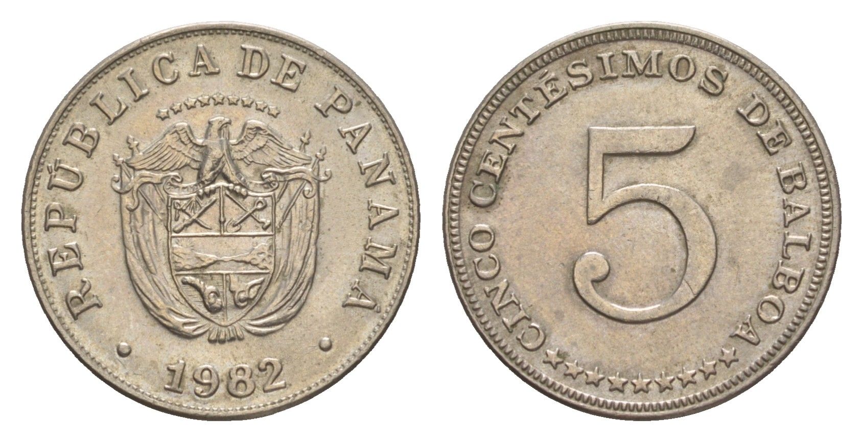 Панама 5 сентесимо 1982 KM 23.2 медно-никель UNC 4643-1254