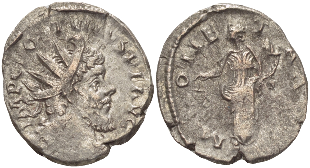 Римская Империя (императоры в Галлии) антониниан 260 - 269 Постум. IMP C POSTVMVS P F AVG / MONETA AVG, Монета с весами и рогом Изобилия, Колония Агриппины, Very fine RIC 315 биллон 1073-12-77