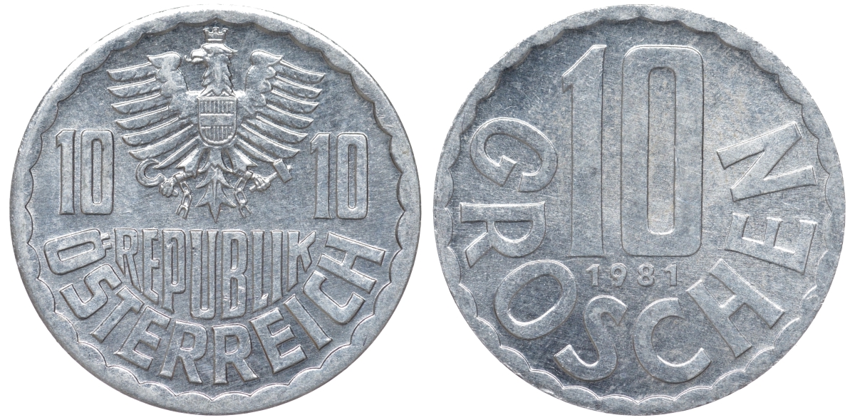 Австрия 10 грошей 1981 KM 2878 алюминий 4596-431