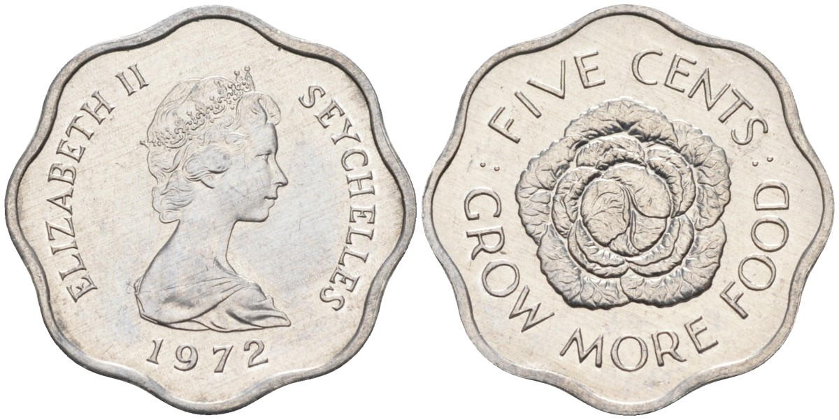 Сейшельские острова 5 центов 1972 FAO, цветок, Елизавета II KM 18 алюминий UNC 4588-633