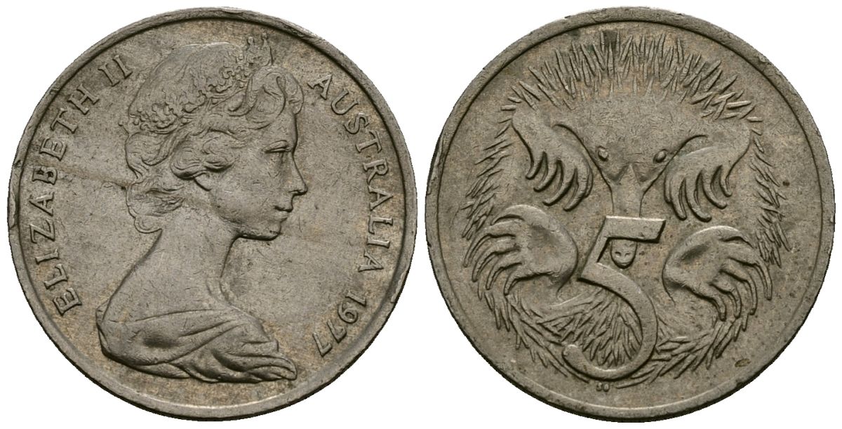 Австралия 5 центов 1977 Елизавета II (1953-) KM 64 медно-никель 4138-924