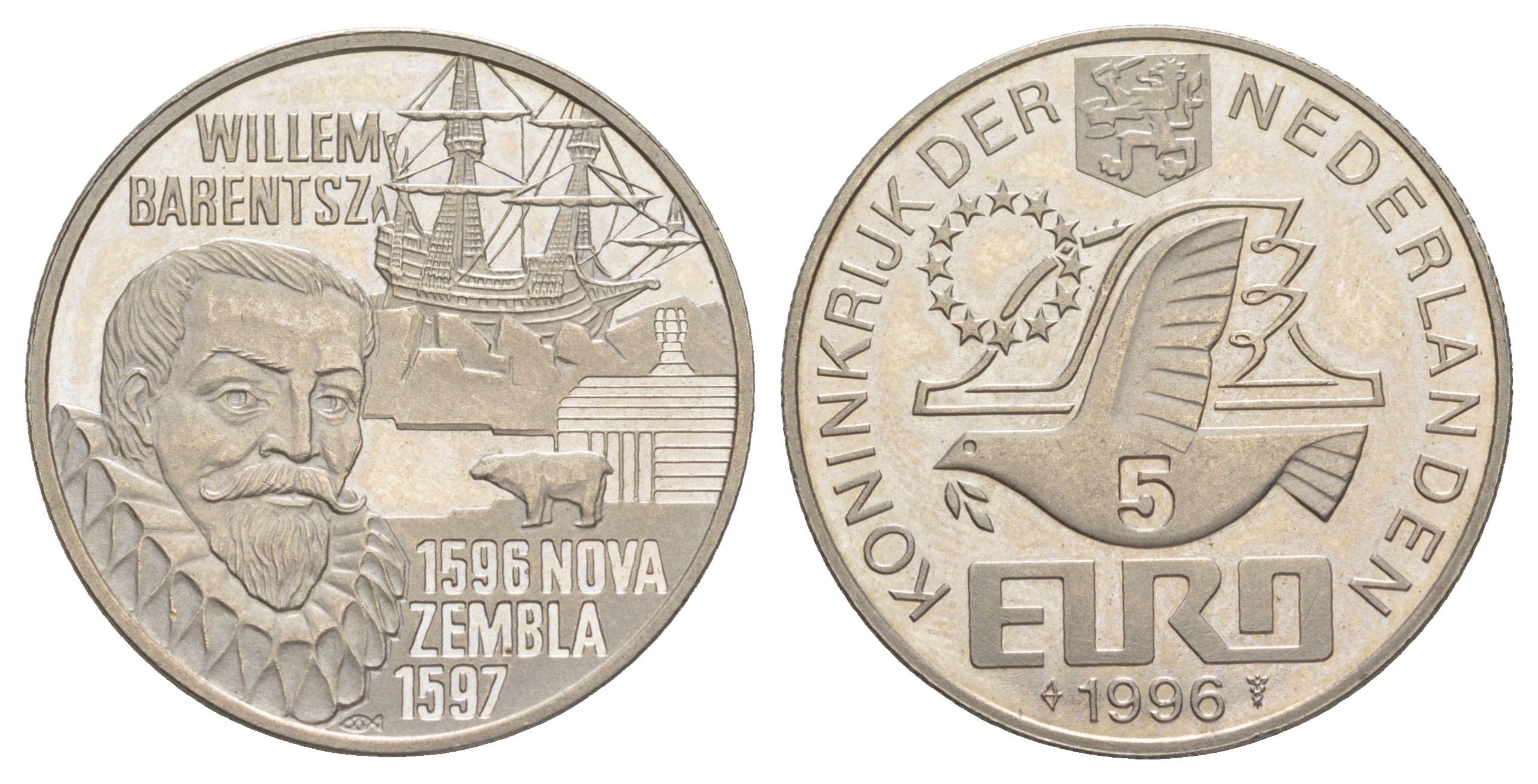 Нидерланды 5 евро 1996 Виллем Баренц X 121 медно-никель BU 4645-1122