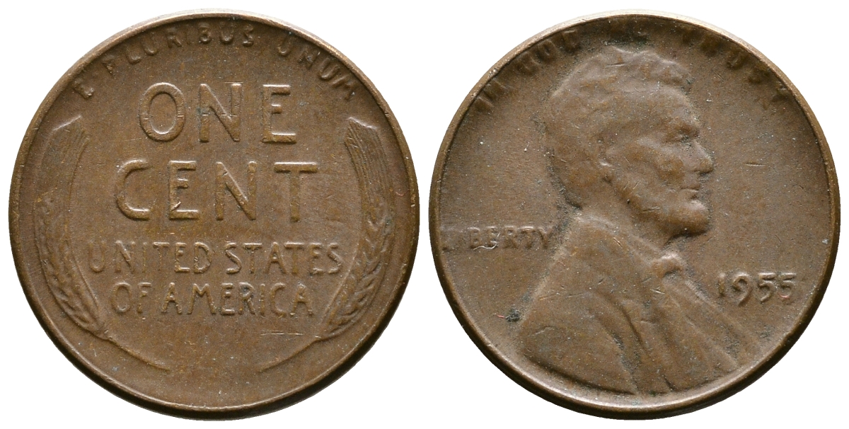 США 1 ЦЕНТ 1955 ЛИНКОЛЬН KM А132 медь цинк 08-1156
