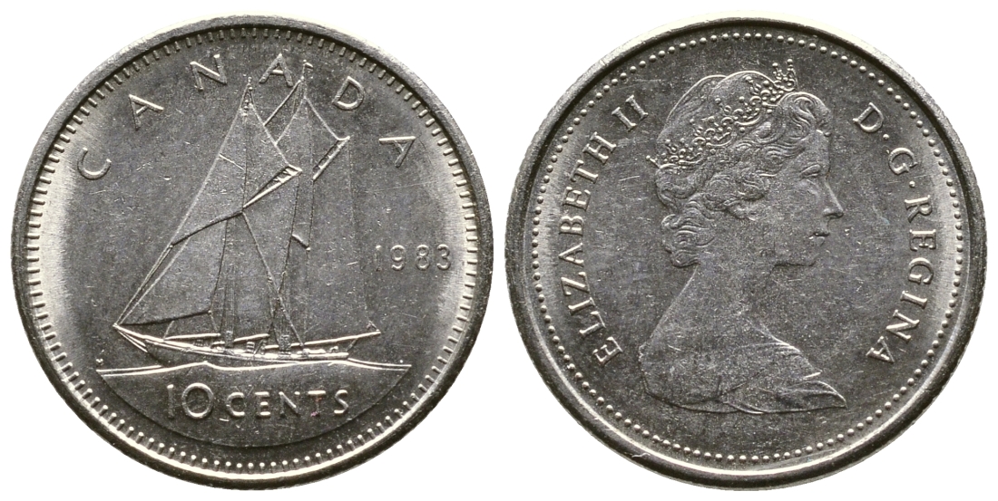 Канада 10 центов 1983 Елизавета II (1953- ), парусник KM 77.2 никель 179-1051