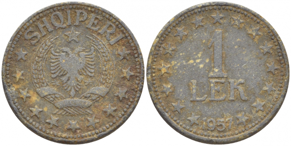 Албания 1 лек 1957 KM 36 цинк 4541-516