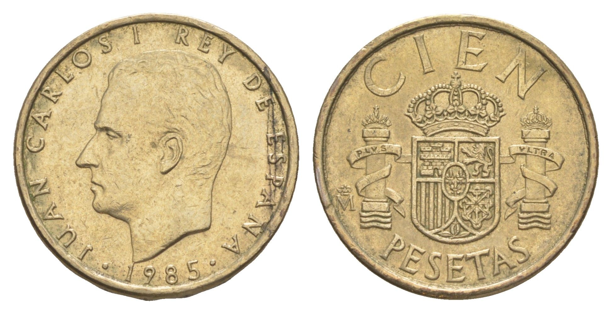 Испания 100 песет 1985 M, Хуан Карлос I (1975-2014) KM 826 алюминиевая бронза 4622-155