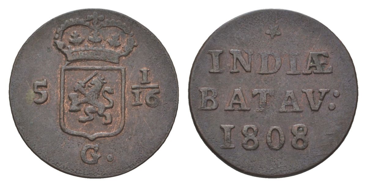 Нидерландская Восточная Индия, Голландия (Holland) 1 дуит 1808 KM 76 медь 4623-1135