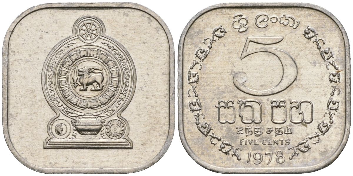 Шри-Ланка 5 центов 1978 KM 139a алюминий 4136-713