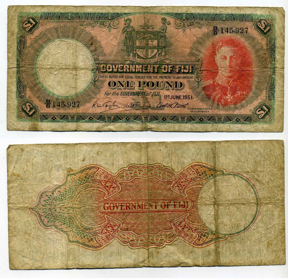 Фиджи 1 фунт 1951 Георг VI Pick 40 f бумага 451-187-1