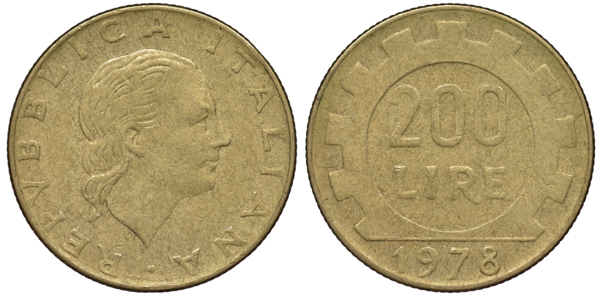 Италия 200 лир 1978 R KM 4543-837