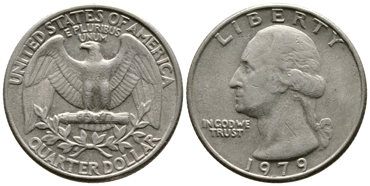 США 25 ЦЕНТОВ = КВОТЕР 1979 ВАШИНГТОН KM А164а медь плакированная медно-никелем 57-945