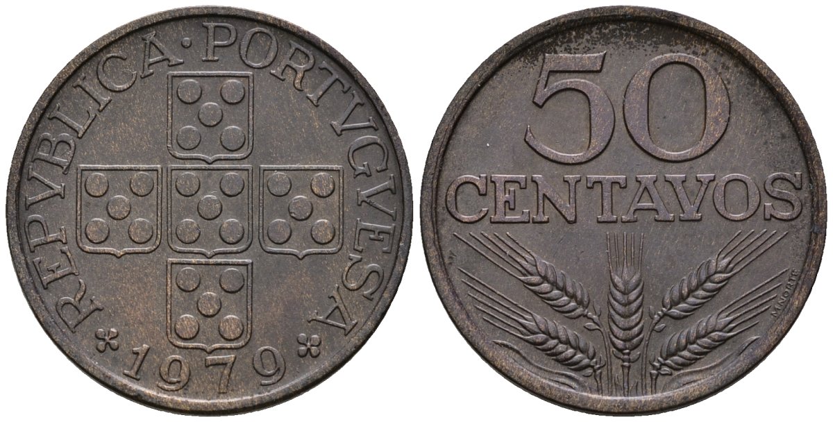 Португалия 50 сентаво 1979 KM 596 бронза 4148-414