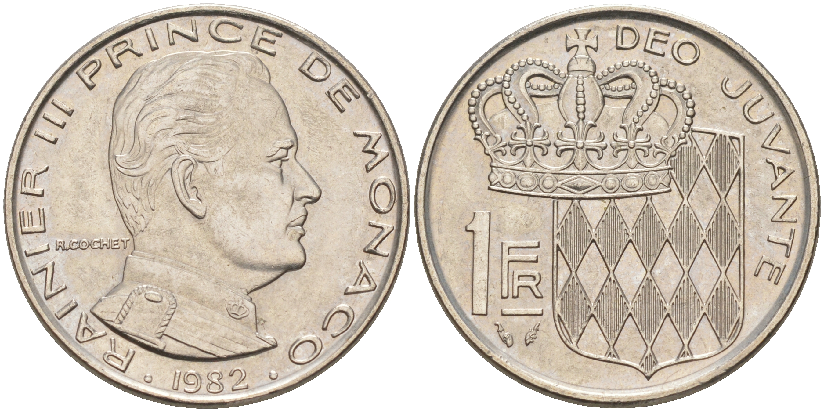 Монако 1 франк 1982 Ренье III (1949-2005) KM 140 никель 190-542