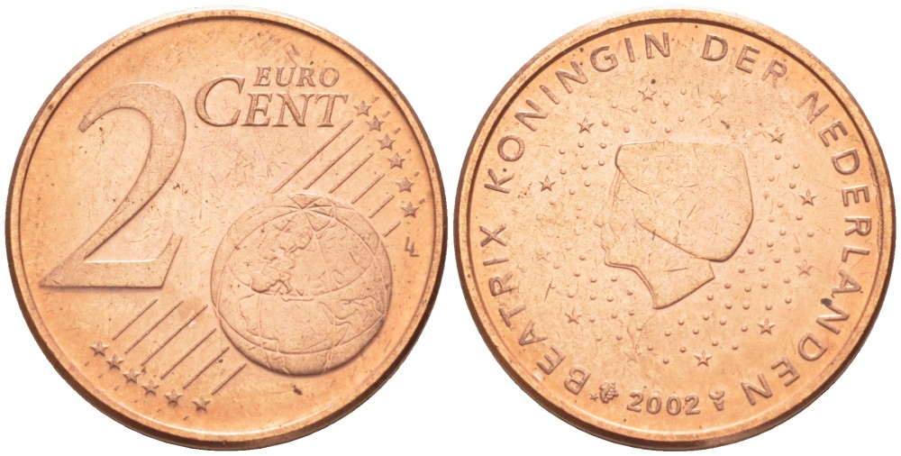 НИДЕРЛАНДЫ 2 ЕВРОЦЕНТА 2002 БЕАТРИКС KM 235 сталь плакированная медью 4543-237