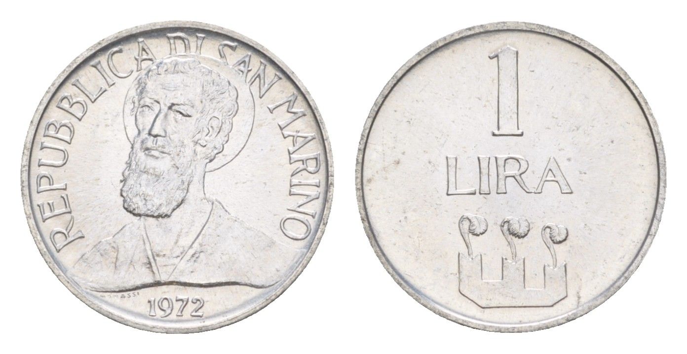 Сан-Марино 1 лира 1972 KM 14 алюминий UNC 4647-156