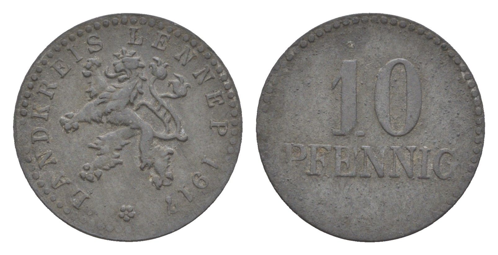 Леннеп 10 пфеннигов 1917 Funck 289.2, Men05 14939.2, Men18 18747.2 цинк 4636-1169