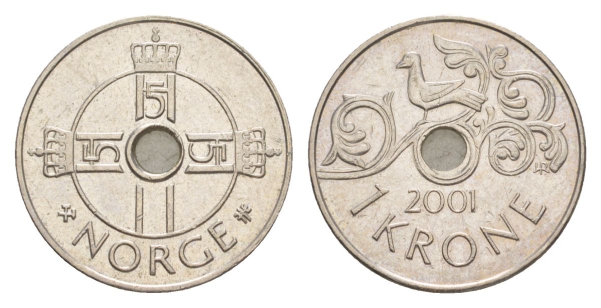 Норвегия 1 крона 2001 Харальд V (1991-) KM 462 медно-никель 4635-737