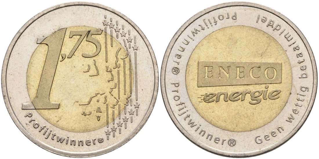 Нидерланды жетон ND 1,75 евро, КОМПАНИЯ INECJ ENERGIE, диаметр 30 мм. биметалл 4572-814