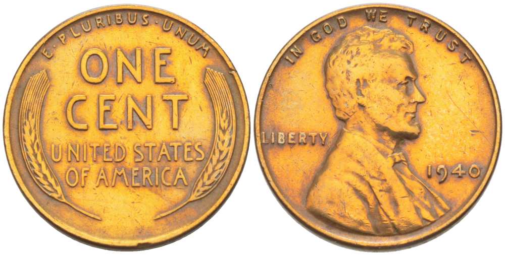 США 1 ЦЕНТ 1940 ЛИНКОЛЬН KM 132 бронза 3309-447