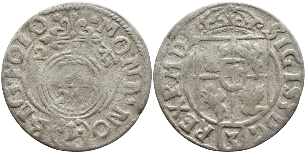 ПОЛЬША 1/24 ТАЛЕРА 1623 СИГИЗМУНД III (1587-1632) KM 15 серебро 3896-825