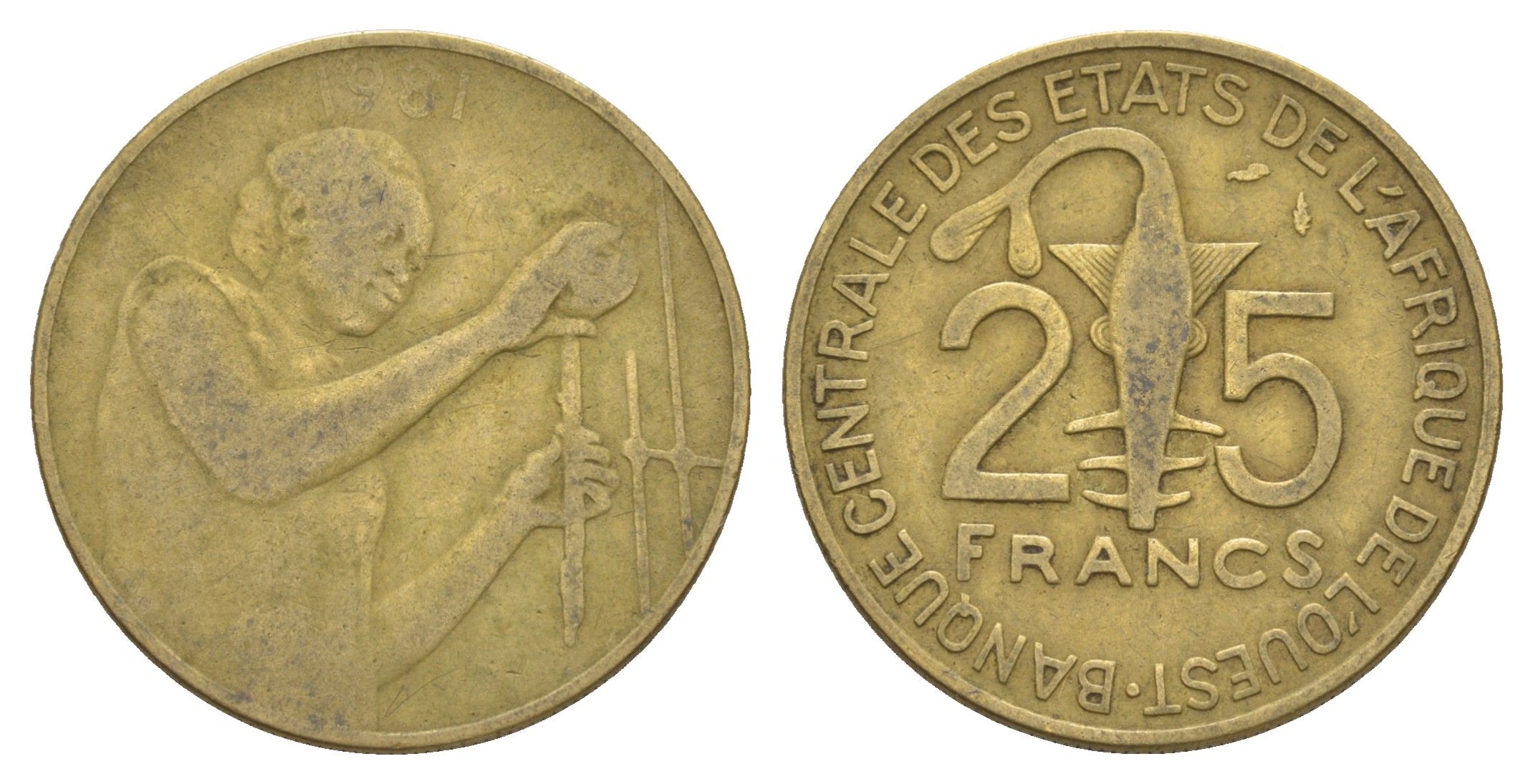 Западная Африка (BCEAO) 25 франков 1981 KM 9 алюминиевая бронза 4656-854