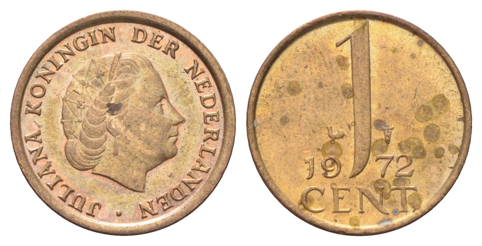 Нидерланды 1 цент 1972 Юлиана (1948-1980) KM 180 бронза aUNC 4702-626