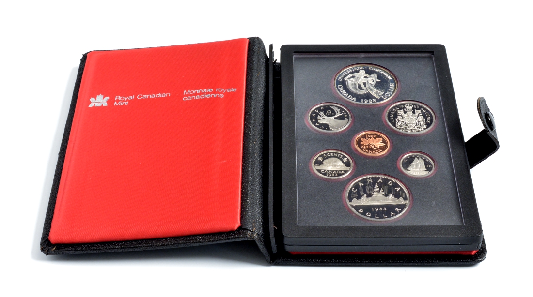 Канада набор из 7 монет 1983 XII летняя Универсиада в Эдмонтоне, оригинальная коробка и сертификат KM PS3 PROOF 7-6-1-11