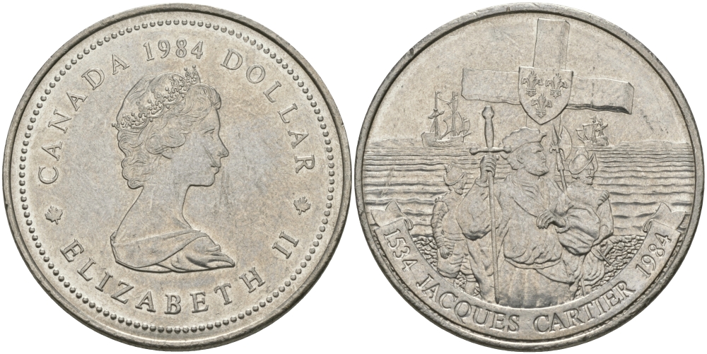 Канада 1 доллар 1984 Жак Картье KM 141 никель UNC 97-222
