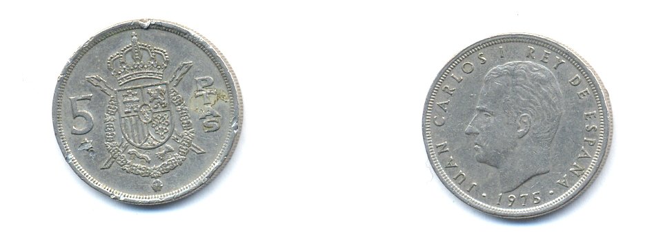 ИСПАНИЯ 5 ПЕСЕТ 1975 ХУАН КАРЛОС I KM 807 медно-никель 54-1637