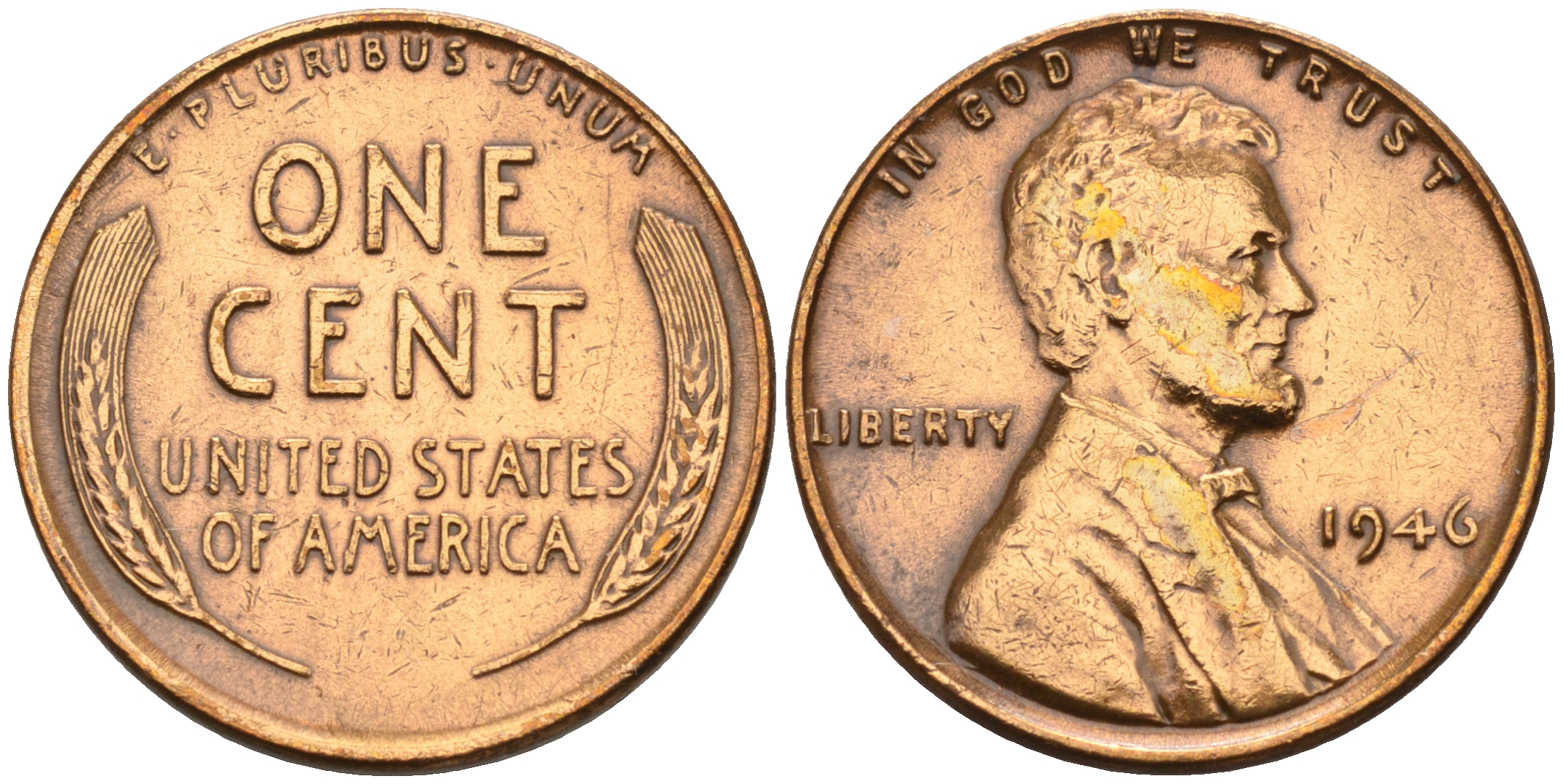 США 1 цент 1946 Линкольн KM А132 медь цинк 4115-311