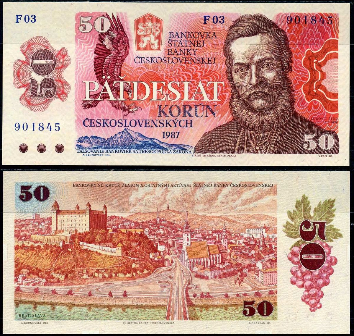 Чехословакия 50 крон 1987 Pick 96 a бумага UNC (пресс) 7375-7-1-1