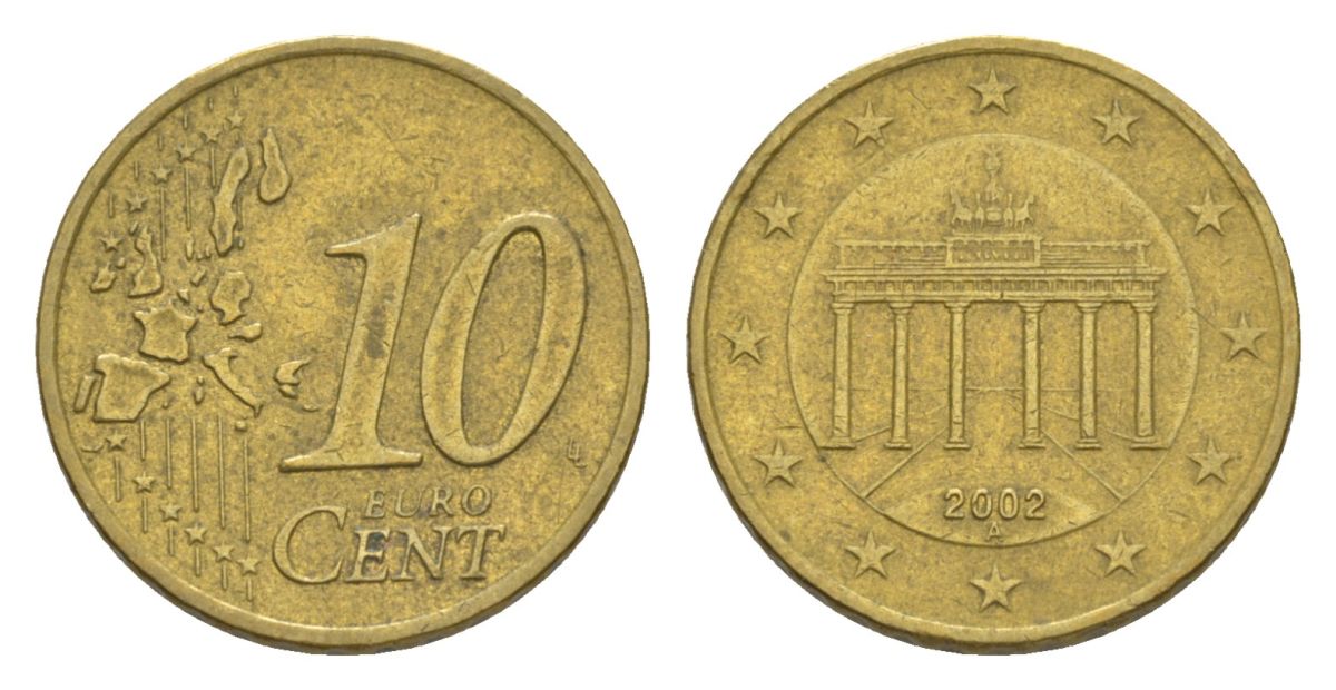 Германия 10 евроцентов 2002 A KM 210 нордик 4630-469