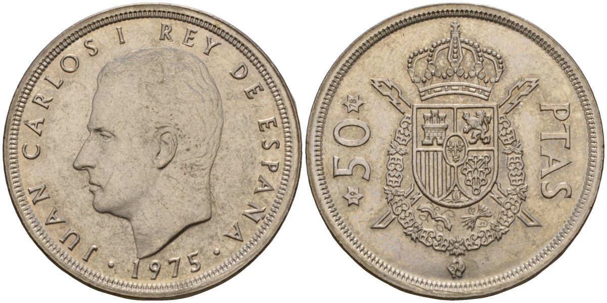 Испания 50 песет 1975 (78) Хуан Карлос I (1975-2014) KM 809 медно-никель 4599-122