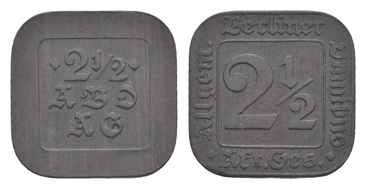 Берлин 2 1/2 пфеннига ND ABO A. G. Men05 1857, Men18 2400 цинк 4580-166