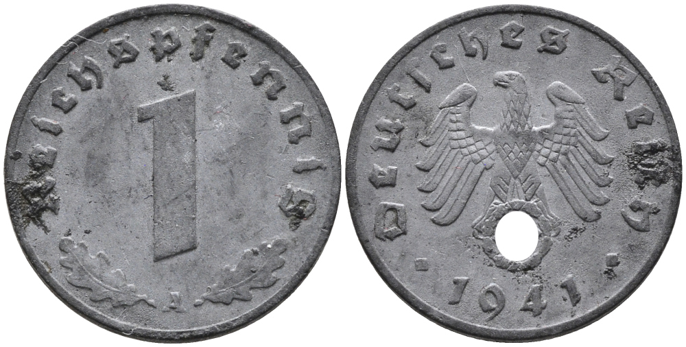 ГЕРМАНИЯ 1 РЕЙХСПФЕННИГ 1941 A KM 97, J.369 цинк 96-659