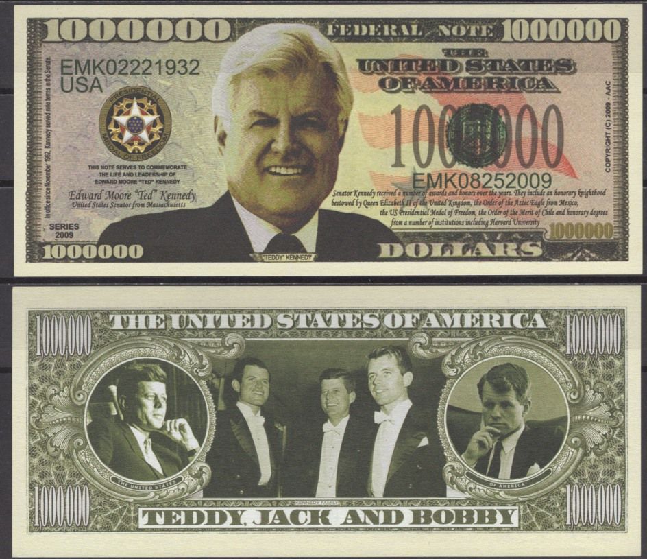 США 1000000 долларов 2009 Эдвард Мур Кеннеди бумага UNC (пресс) 7196-13-1