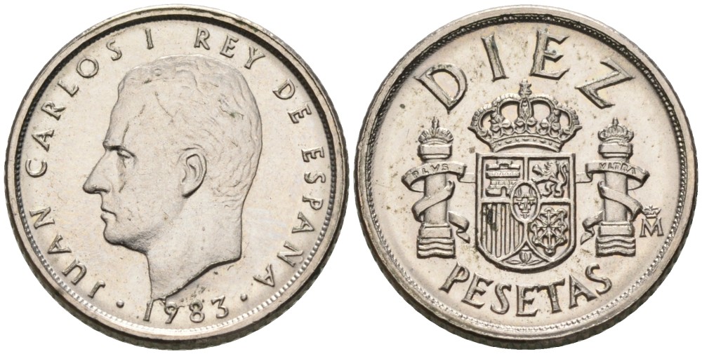 Испания 10 песет 1983 Хуан Карлос I KM 827 медно-никель 192-432