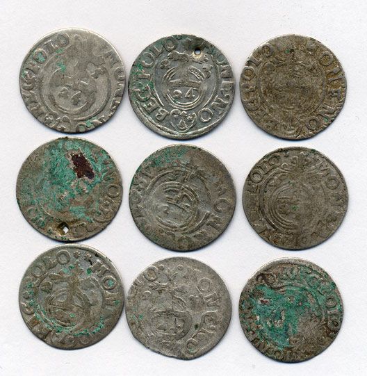 ПОЛЬША ЛОТ ИЗ 9 МОНЕТ В ПОЛТАРАК XVII век M12-13-9