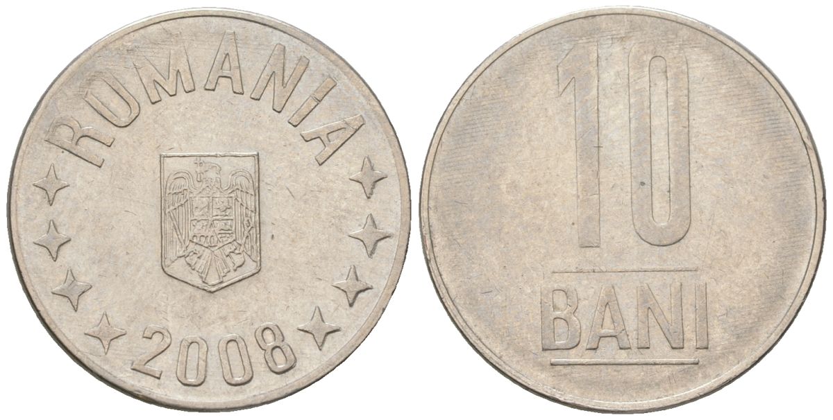 Румыния 10 бань (бани) 2008 KM 191 сталь плакированная никелем 218-443