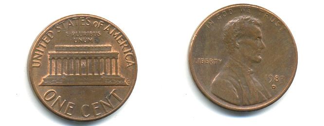 США 1 ЦЕНТ 1983 D, ЛИНКОЛЬН KM 201b цинк плакированный медью 179-359