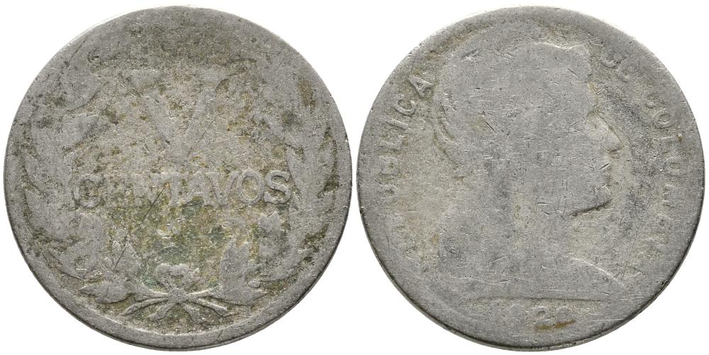 КОЛУМБИЯ 5 СЕНТАВО 1938 ГОЛОВА СВОБОДЫ ВПРАВО KM 199 медно-никель 3336-611