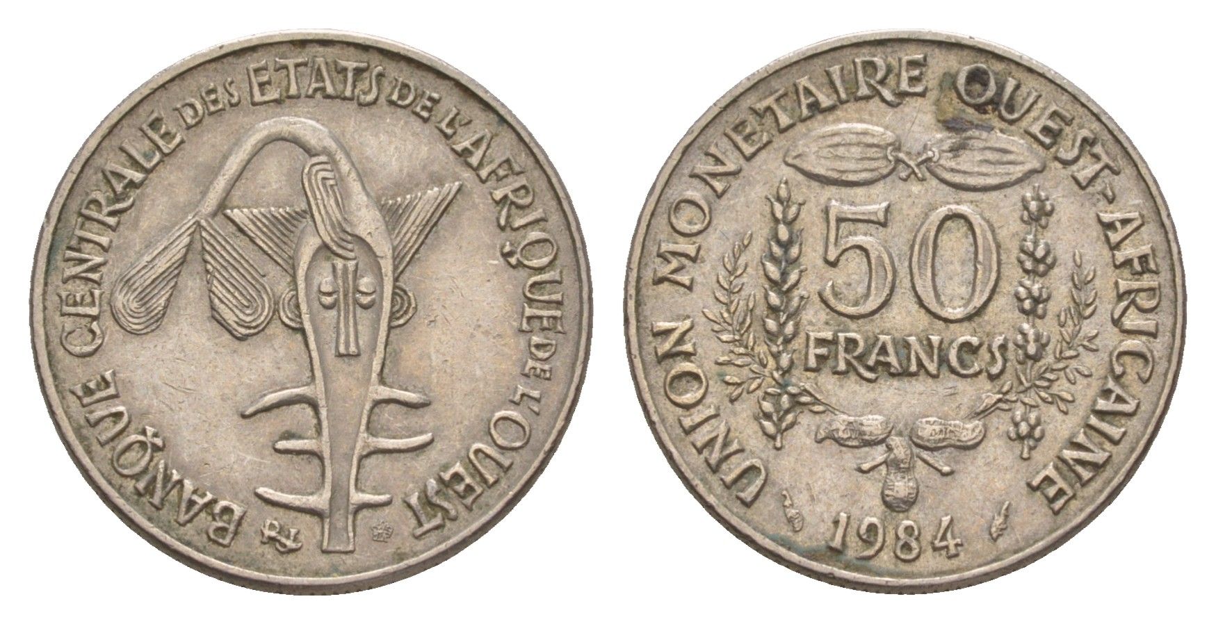 Западная Африка (BCEAO) 50 франков 1984 KM 6 медно-никель 4655-826