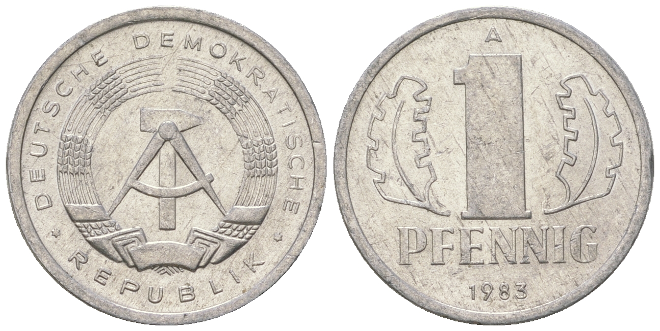ГДР 1 пфенниг 1983 А KM 8.2 алюминий 4623-453