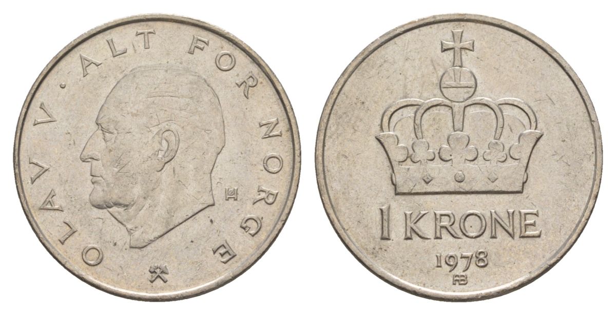 Норвегия 1 крона 1978 Улаф V (1957-1991) KM 419 медно-никель 4635-714