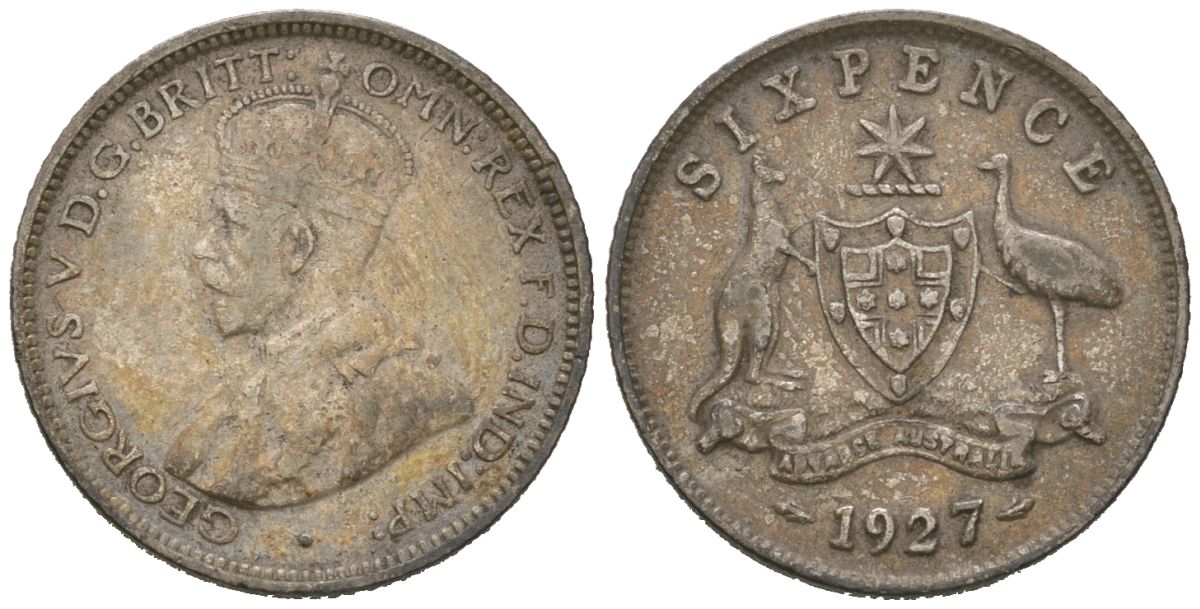 Австралия 6 пенсов 1927 Георг V (1910-1936) KM 25 серебро 71-467
