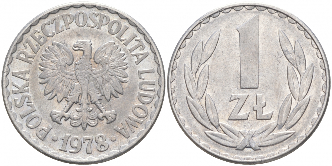 ПОЛЬША 1 ЗЛОТЫЙ 1978 КРЕМНИЦА KM 49.1 алюминий 68-431